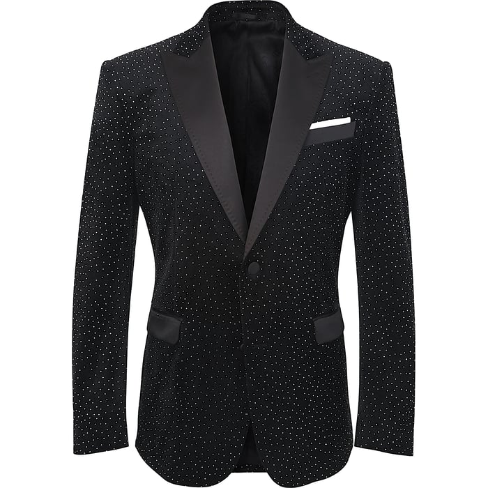 Koop Henk ter Horst Velours Velvet Fluweel colbert met glinsterende strass steentjes Zwart voor slechts € 199,95 bij Henk ter Horst herenmode