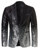 Koop Henk ter Horst Feestcolbert paillet iriserend glanzend glitter verloop tuxedo jacket smokingcolbert met opgesneden revers Zwart / Zilver voor slechts € 132,97 bij Henk ter Horst herenmode